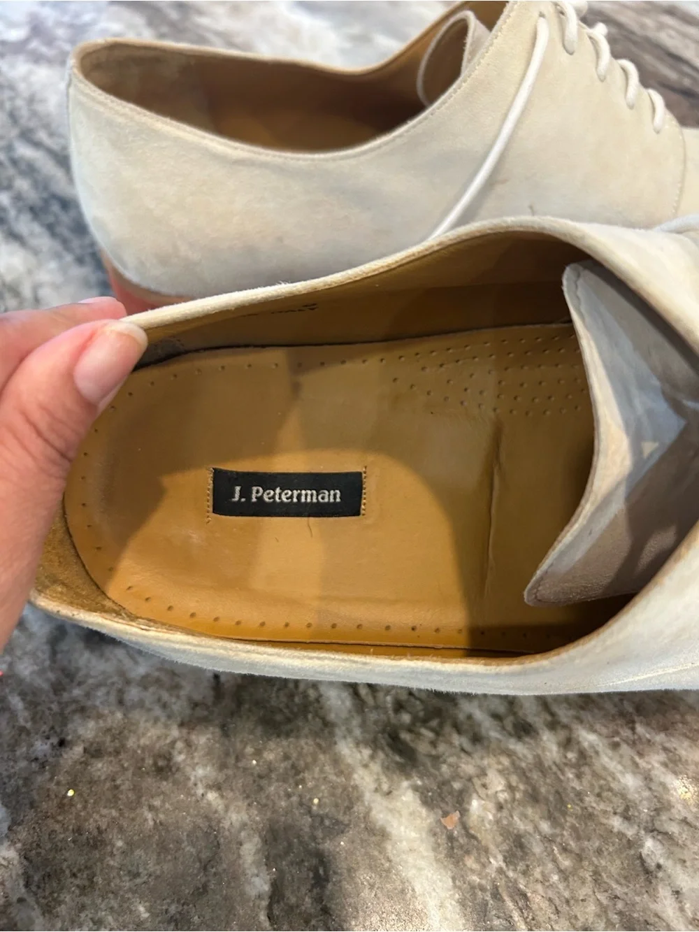 J. Peterman Men's Suede Derby Shoes made in Italy size 12 1/2 have wear scuffs